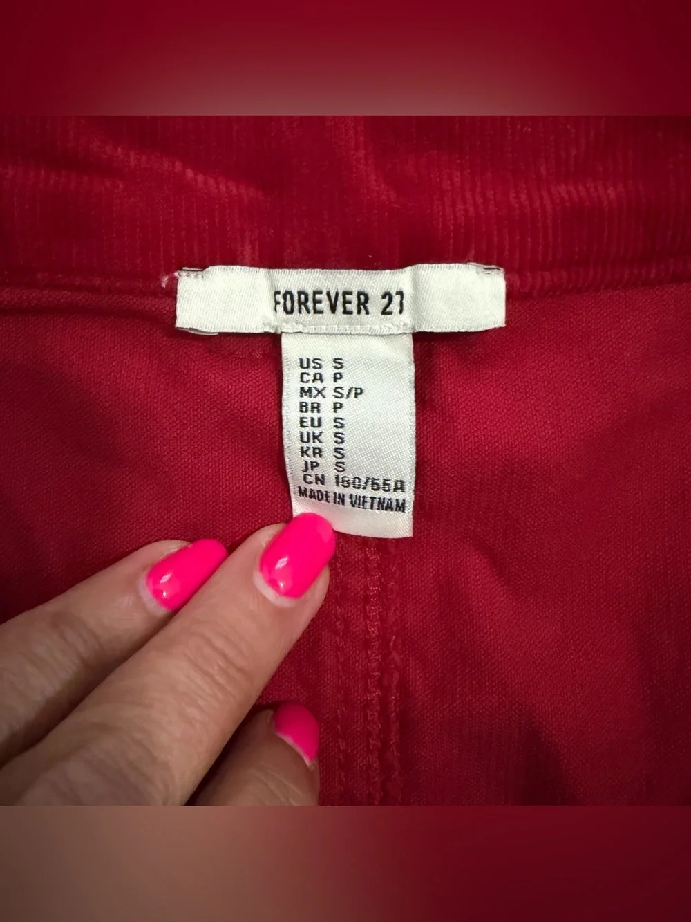 Forever 21 Red Corduroy Mini Skirt Size Small